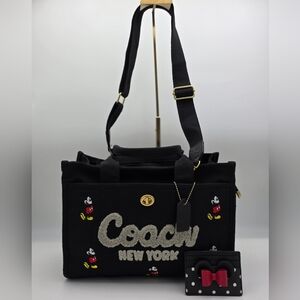Coach xDisney Mickey Mouse Black Tote and Minnie Card Holder
